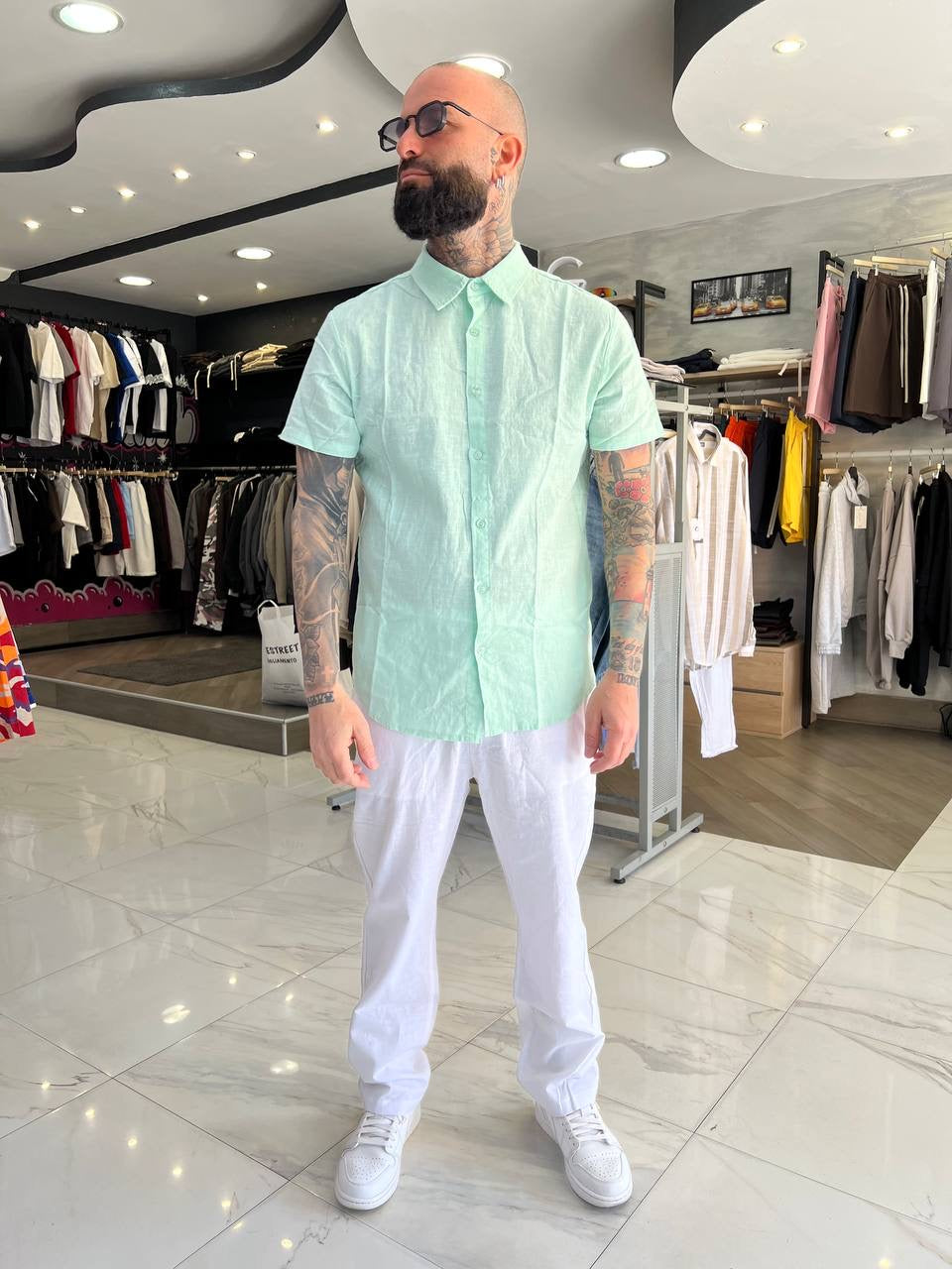 Pantalone bianco lino