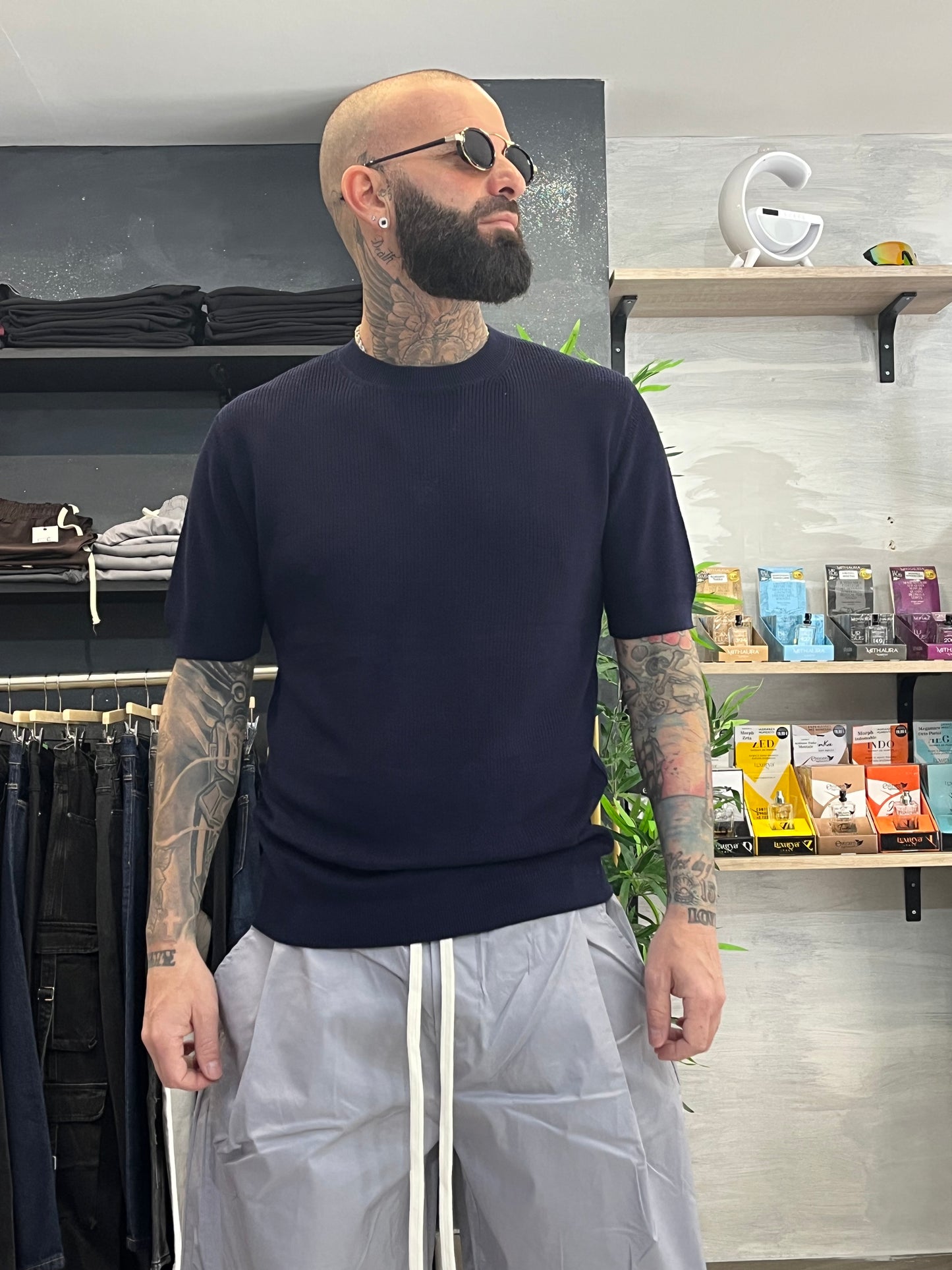 Maglia girocollo Blu
