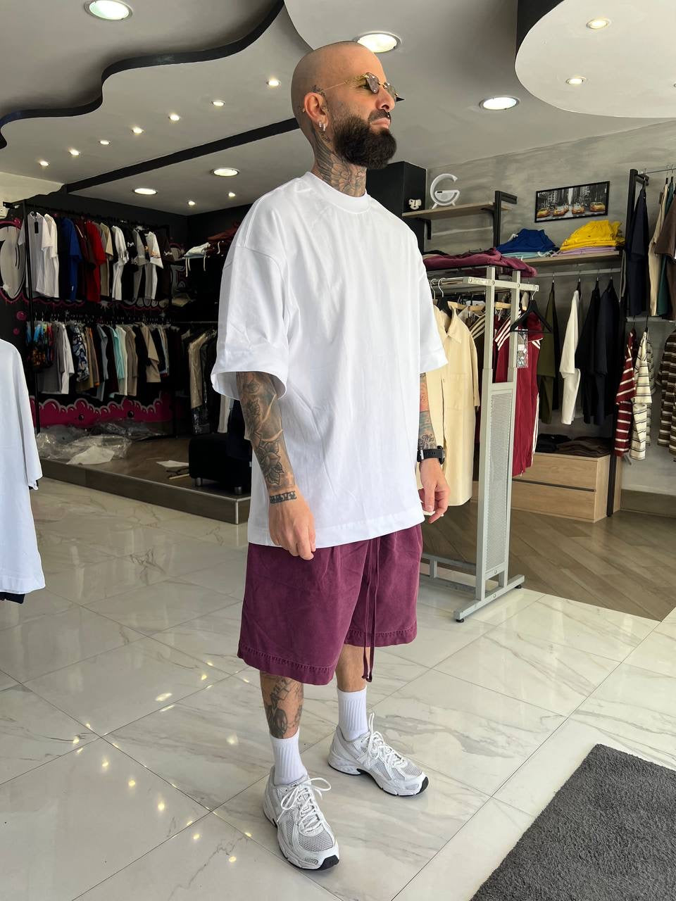 Pantaloncino slavato bordeaux cotone
