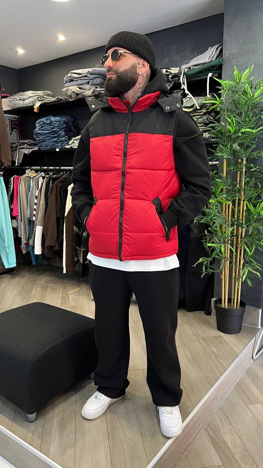 SMANICATO NERO/ROSSO