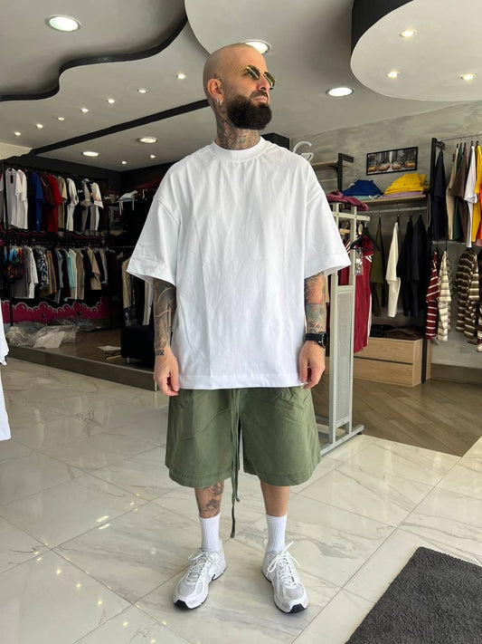 Pantaloncino slavato verde cotone