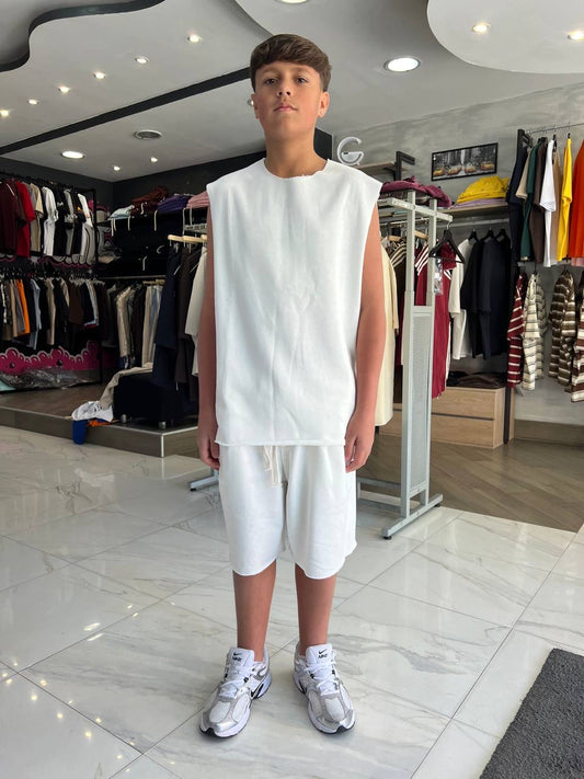 Completino smanicato bianco