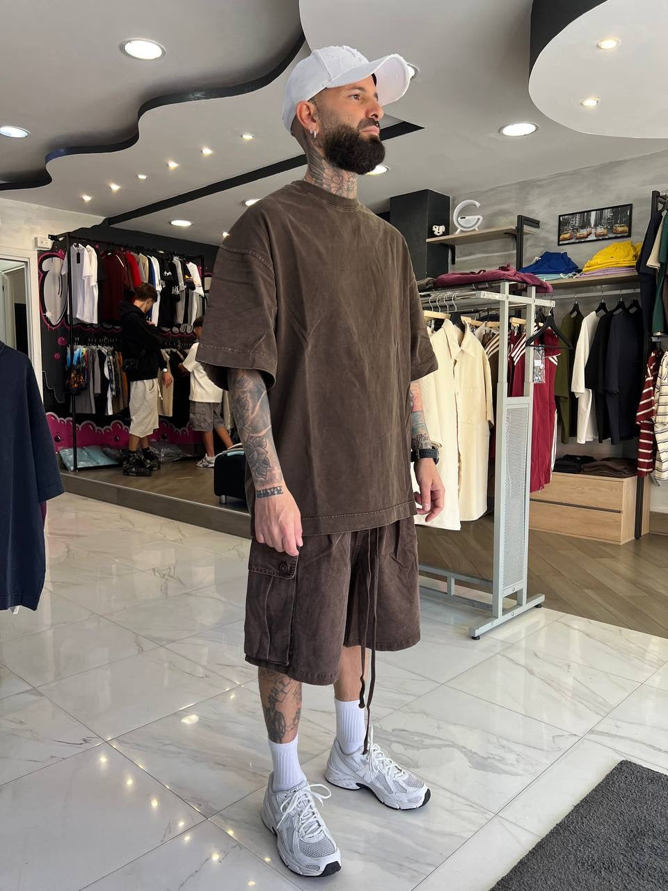 Cargo slavato marrone cotone