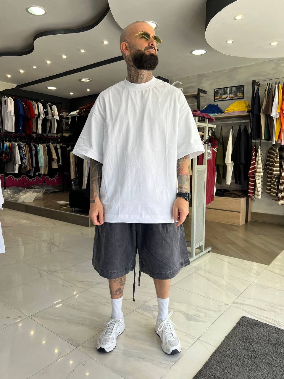 Pantaloncino slavato grigio scuro cotone