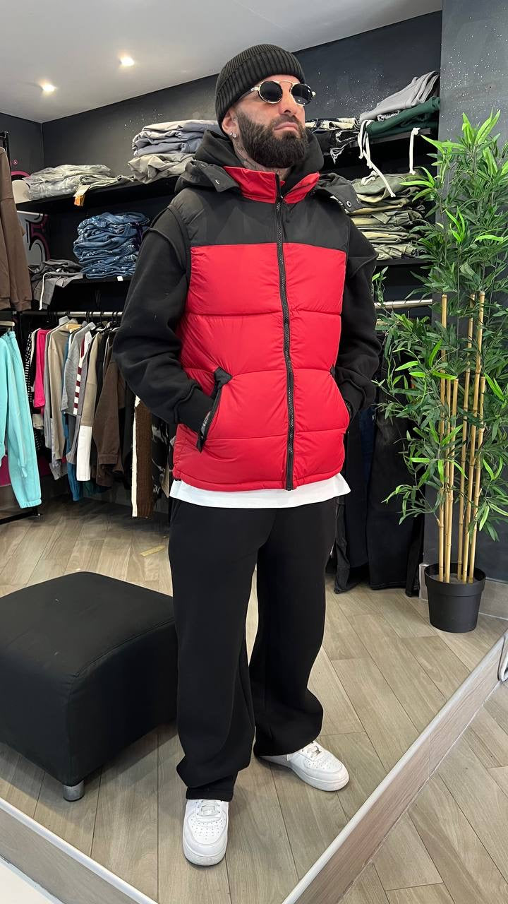 SMANICATO NERO/ROSSO