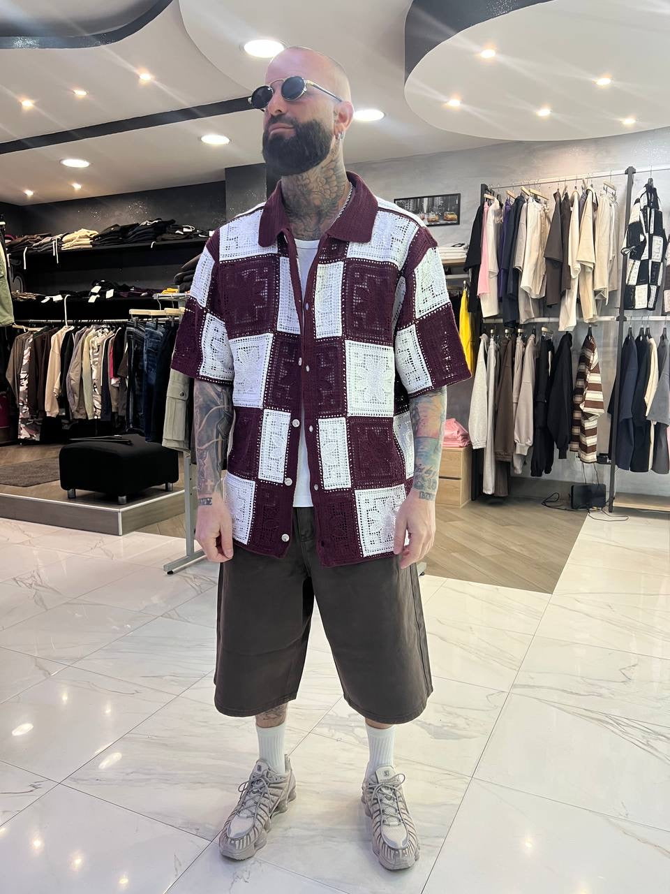 Polo ricamata bordeaux