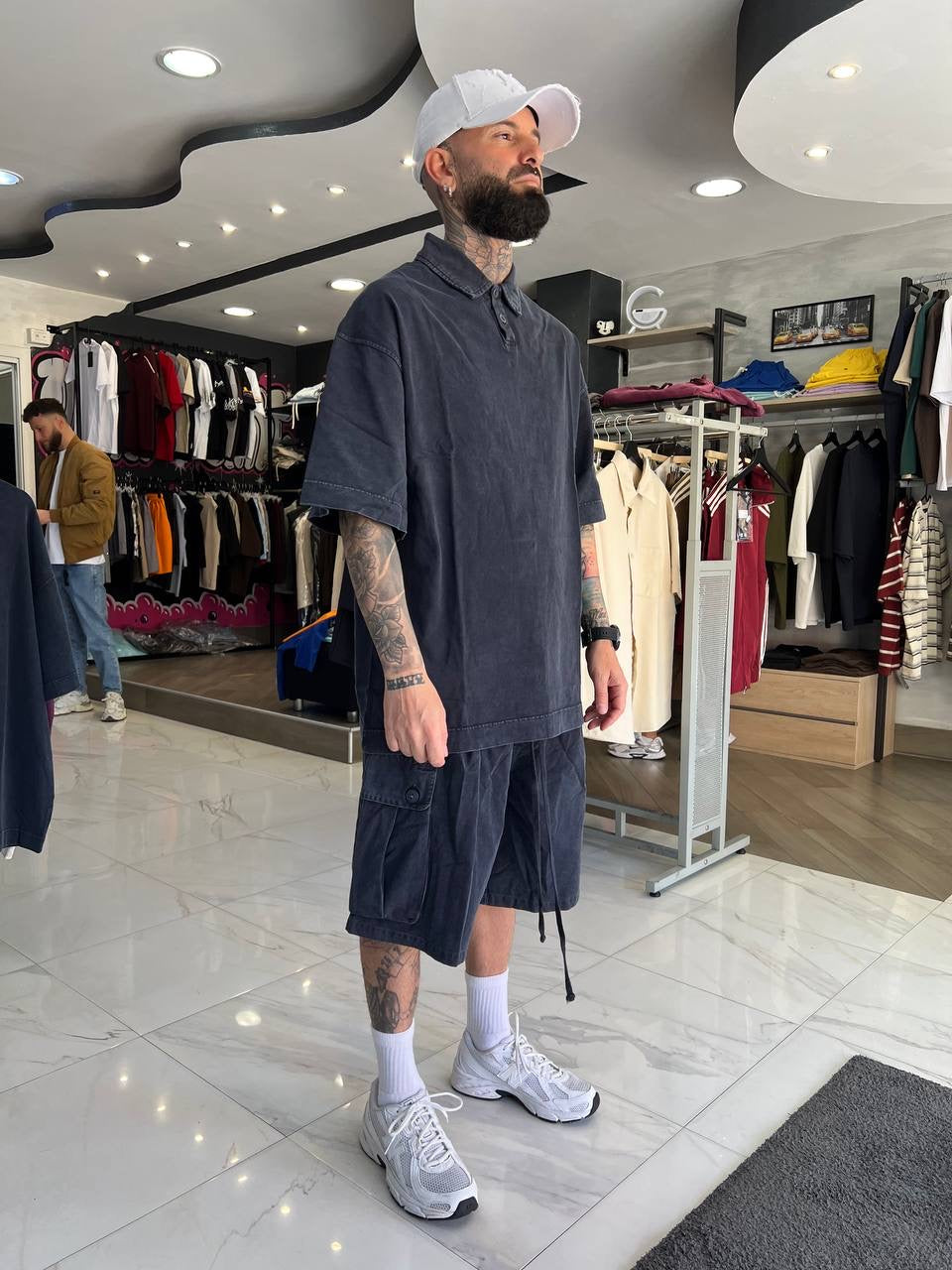 Cargo slavato blu notte