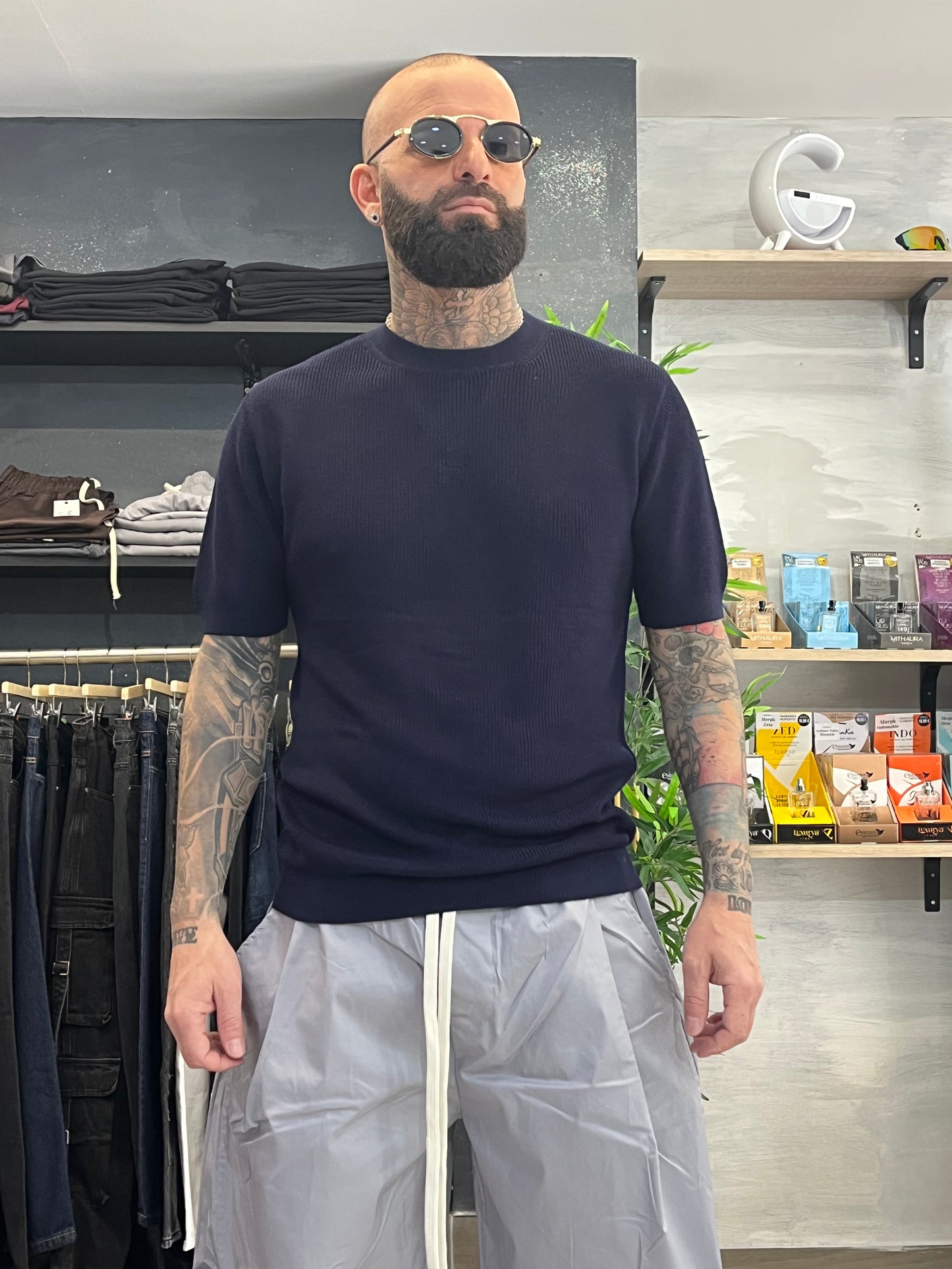 Maglia girocollo Blu