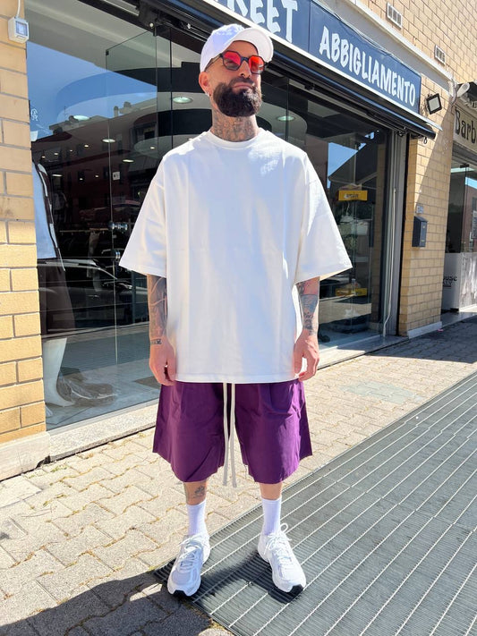 Pantaloncino viola taglio vivo cotone