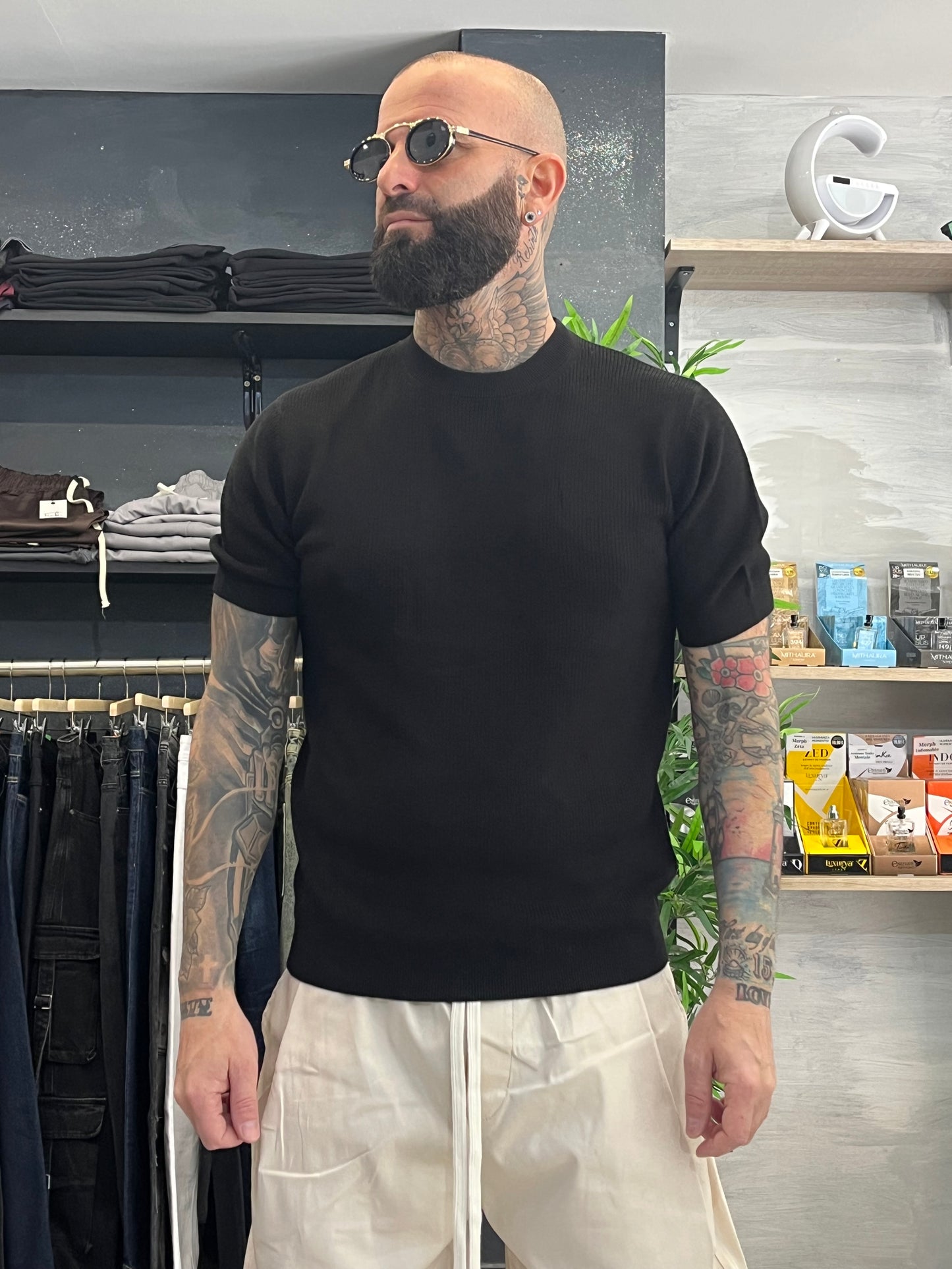 Maglia girocollo nera