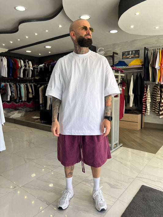 Pantaloncino slavato bordeaux cotone