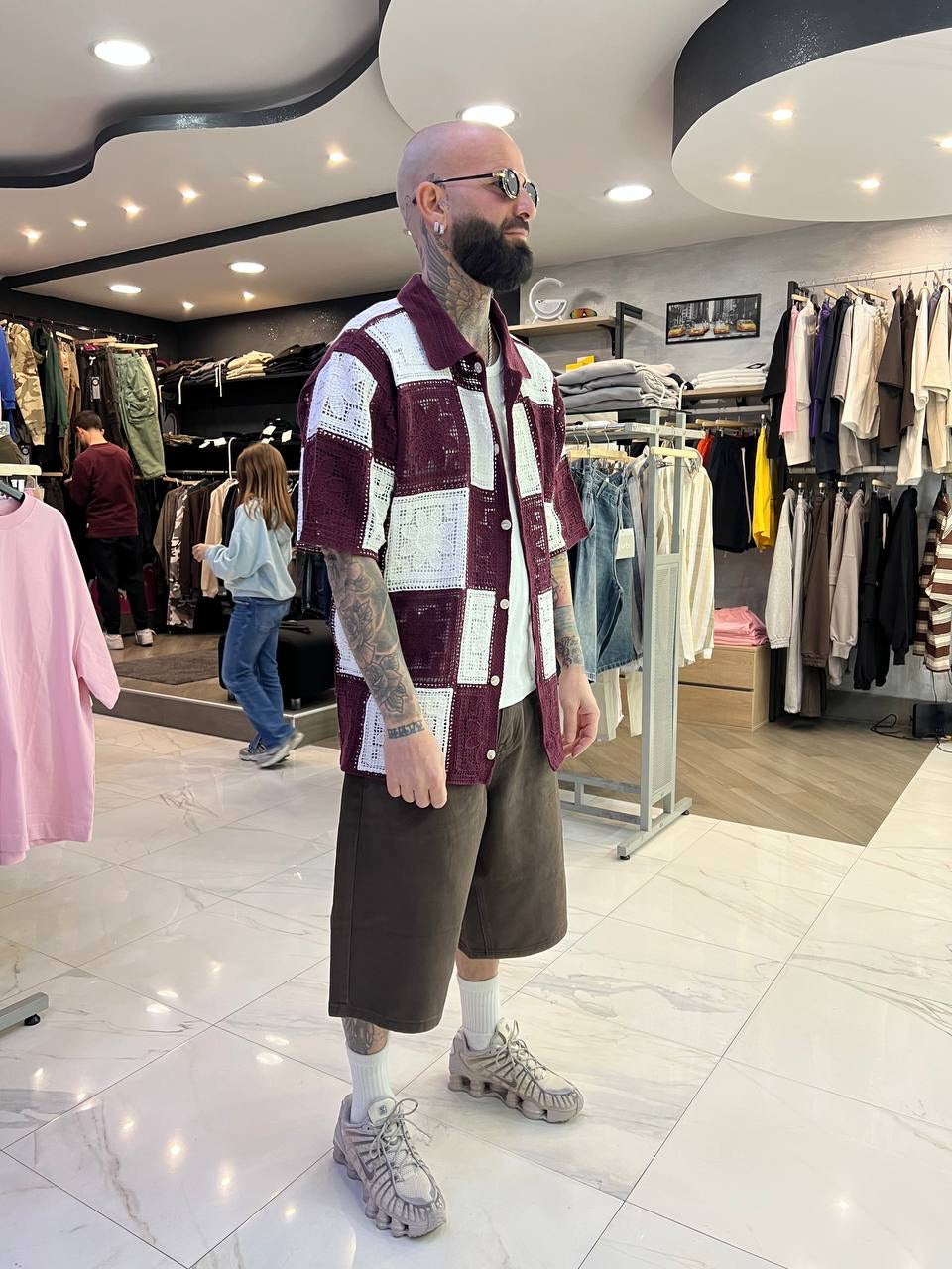 Polo ricamata bordeaux