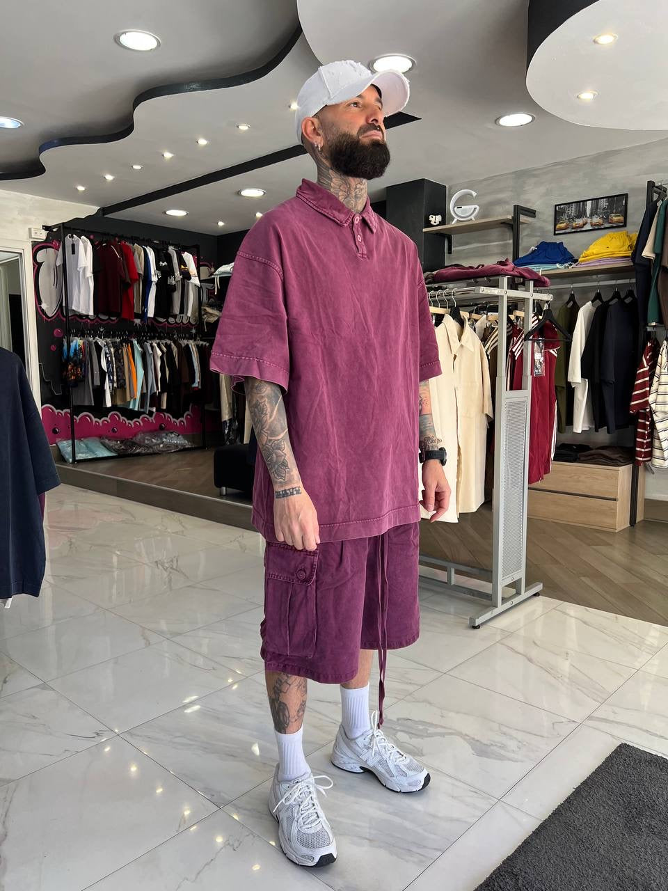 Cargo slavato bordeaux