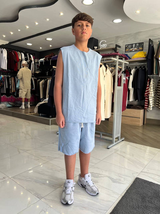 Completino smanicato celeste KIDS