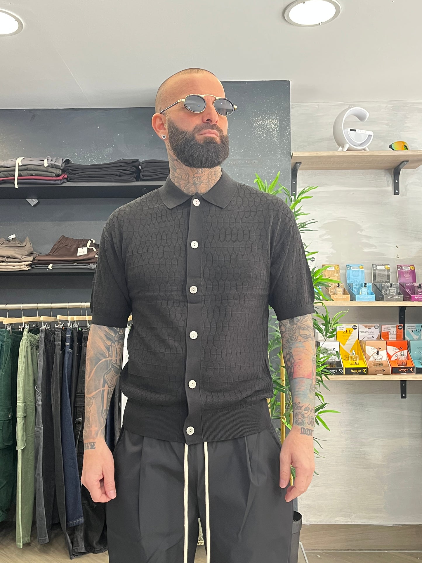 Polo Bottoni Nera