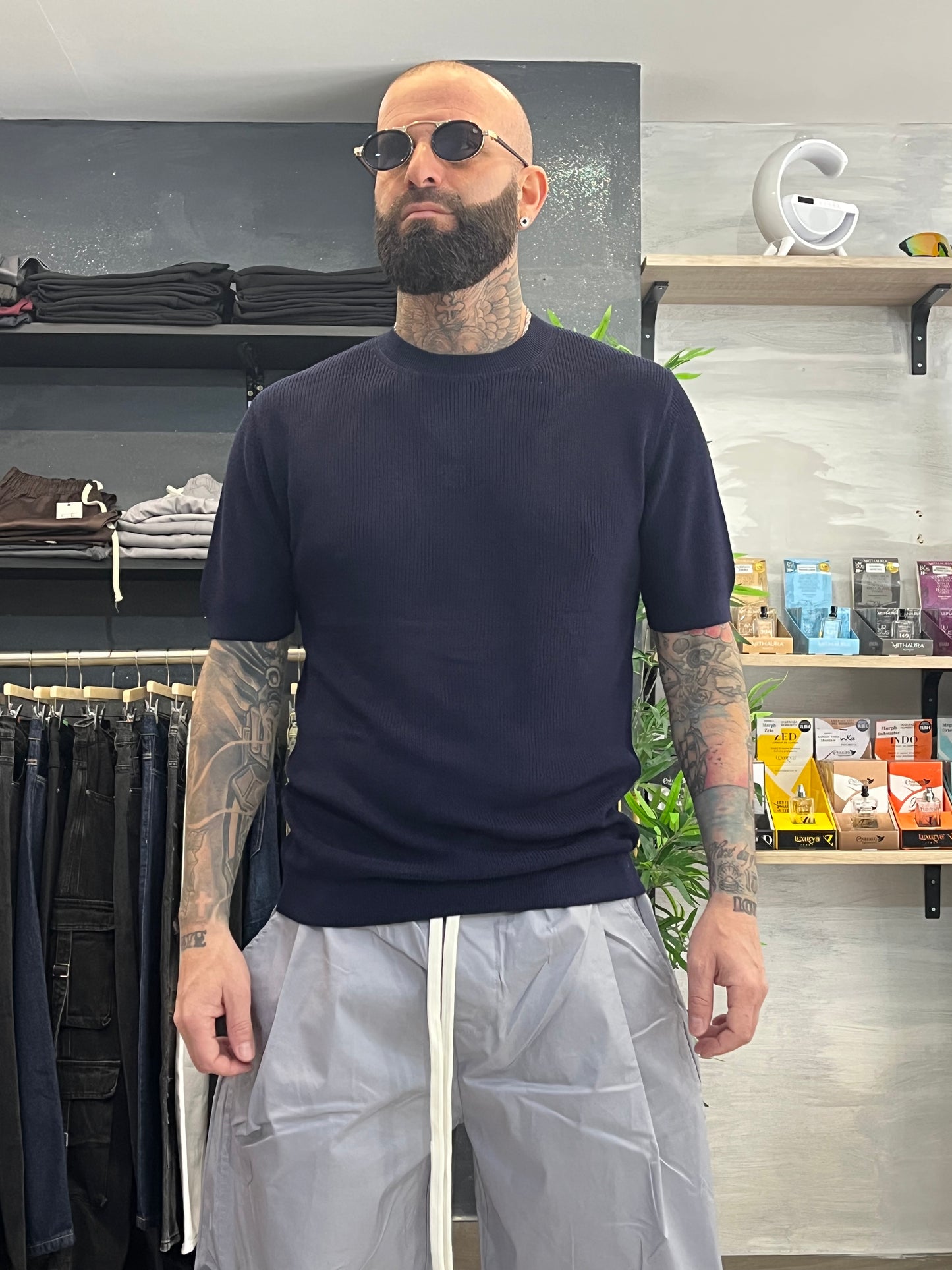 Maglia girocollo Blu