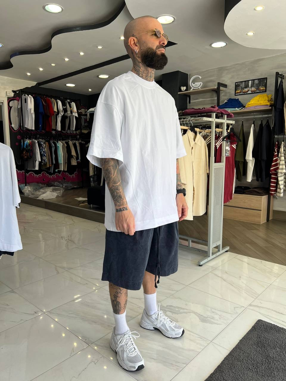 Pantaloncino slavato blu cotone