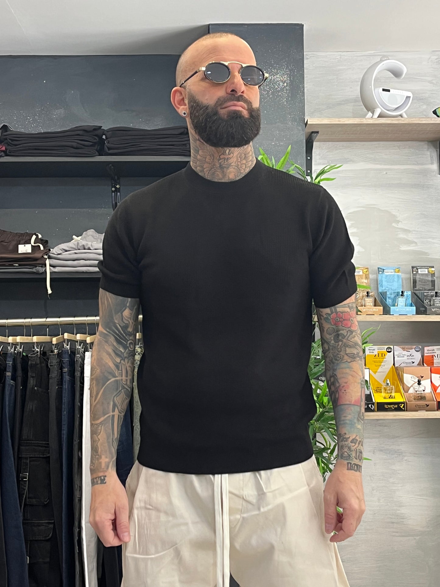 Maglia girocollo nera