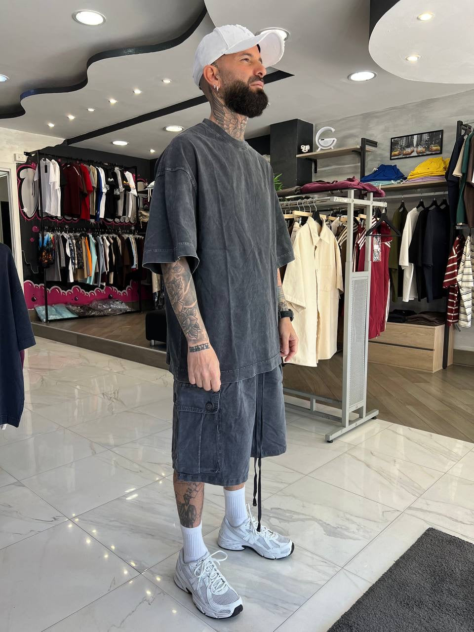 Cargo slavato grigio scuro